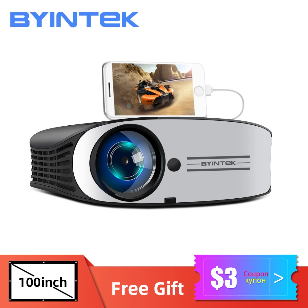 70% OFF BYINTEK M7 светодиодный Full HD 1080P 3D 4K домашний кинотеатр кино видео проектор Projektor
