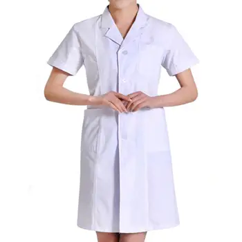 

2020 Half Sleeve Doctor's Loose White Cotton Uniforms Summer Doctors Nurse Unisex Pharmacy Laboratory Work Clothes