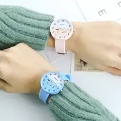 Модные Силиконовые кварцевые детские часы для мальчиков и девочек, повседневные однотонные высококачественные часы с мультяшным рисунком