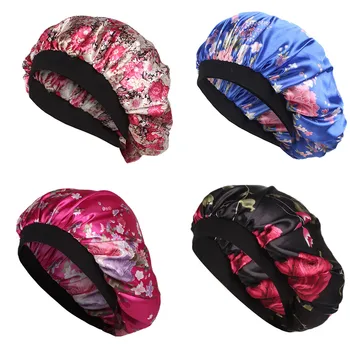 

Soft Silk Hair Bonnet with Wide Band Comfortable Hair Care Caps Sleeping Hat Night Sleep Cap Head Cover For Bath Women Cap Y724