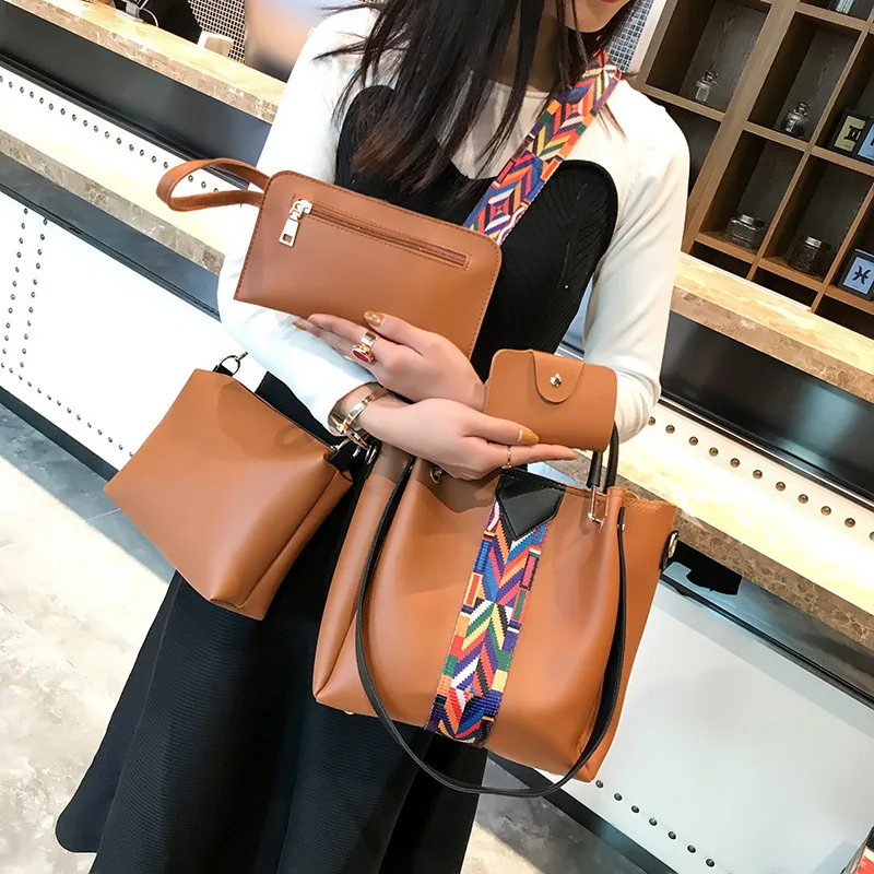 

WOMEN'S Bag Europe And America-Style Iron Handle Different Size Bags Ribbon Four-piece Set Versatile Hand Crossbody Bag