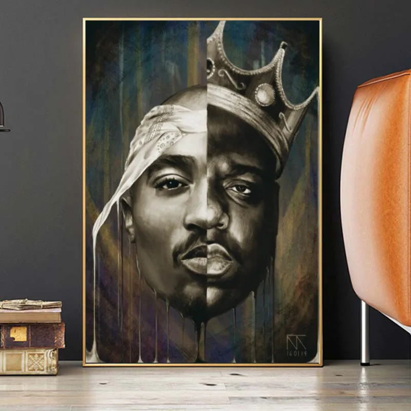 Портрет 2PAC Тупак и Biggie настенные художественные плакаты принты абстрактный
