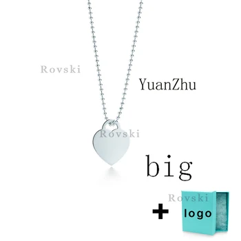 

XL TFX TTFF Rllen Sterling Silver Large Heart Bead Chain Is Suitable for Women's Party Jewelry Wholesale Free Delivery.