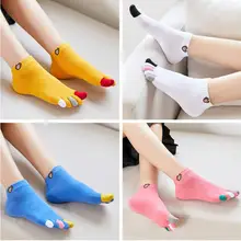 Осенне-зимние хлопковые носки с пятью пальцами женские хлопковые короткие носки без пятки теплые Носки с рисунком медведя