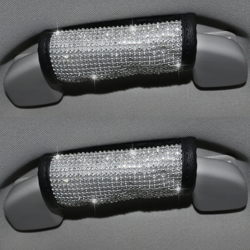 

6pcs Anti-slip Decor Knob Cover Auto Handbrake Accessories Shift Gear Cushion Diamond Luster Car Practical Crystal Seat Belt