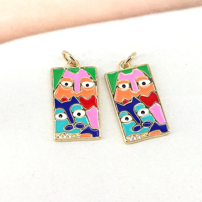 10Pcs,Gold plated charm enamel pendant,fashion cute cartoon unique cool charm pendant for jewelry making