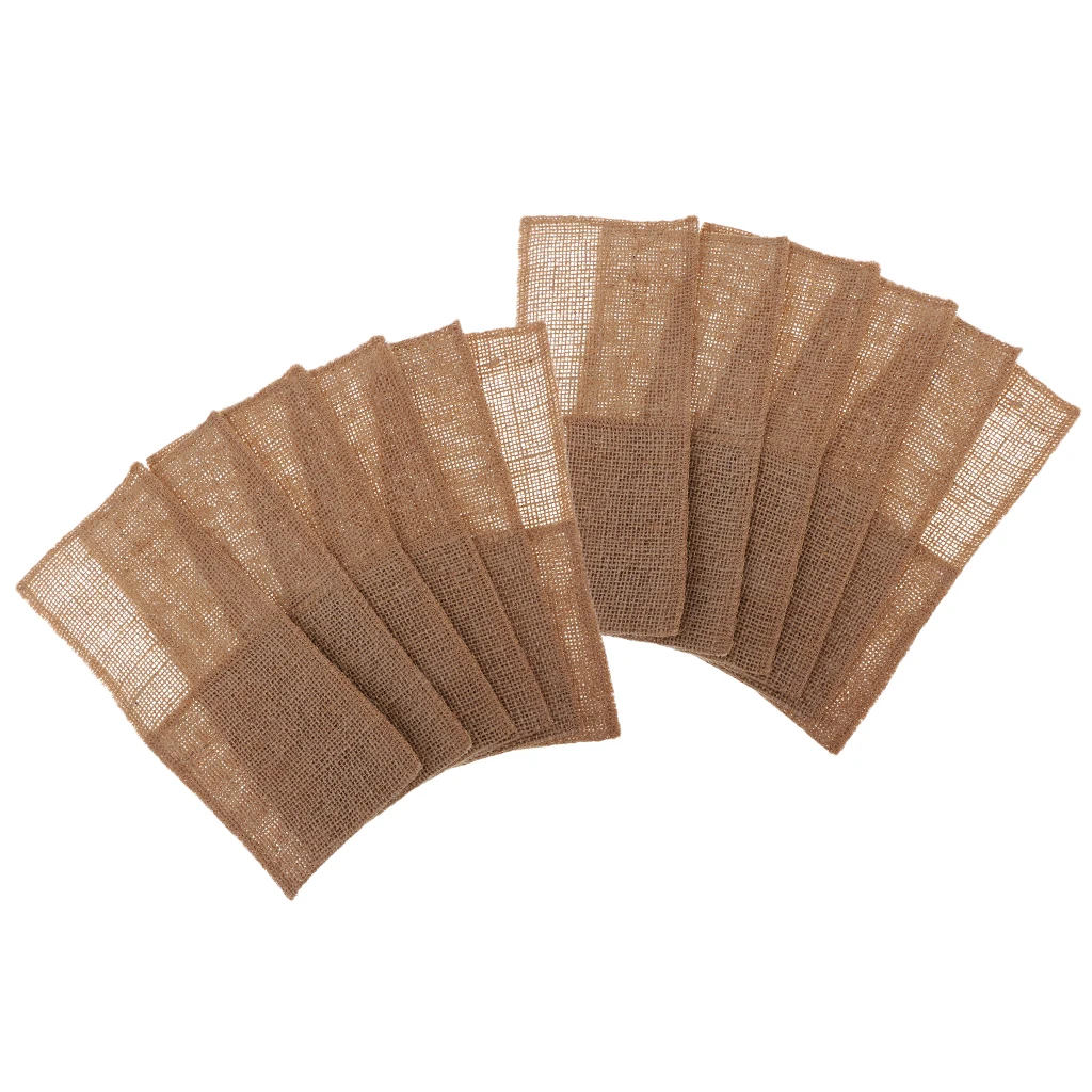 12pcs Natural Burlap Utensil Holders Cutlery Pouch Party Bridal Shower Wedding Tableware Bags Favor