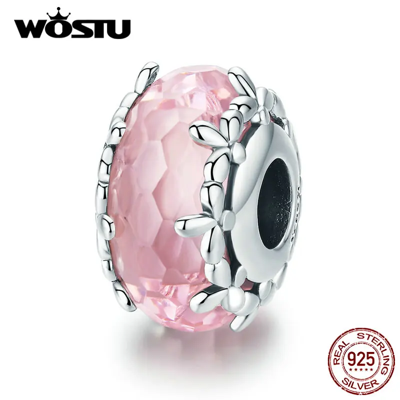 

WOSTU Genniue 925 Sterling Silver Glass Floret Flower Beads Pendant Fit WOSTU Original Bracelet For Women Gift CQC1282