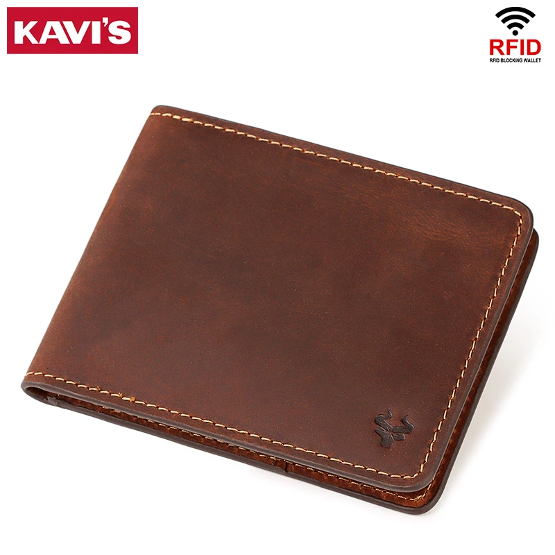 KAVIS Mini tarjetero cuero de calidad para hombre, billetera pequeña de negocios para hombre, delgado cremallera, monedero marrón Perse|Tarjeteros| - AliExpress