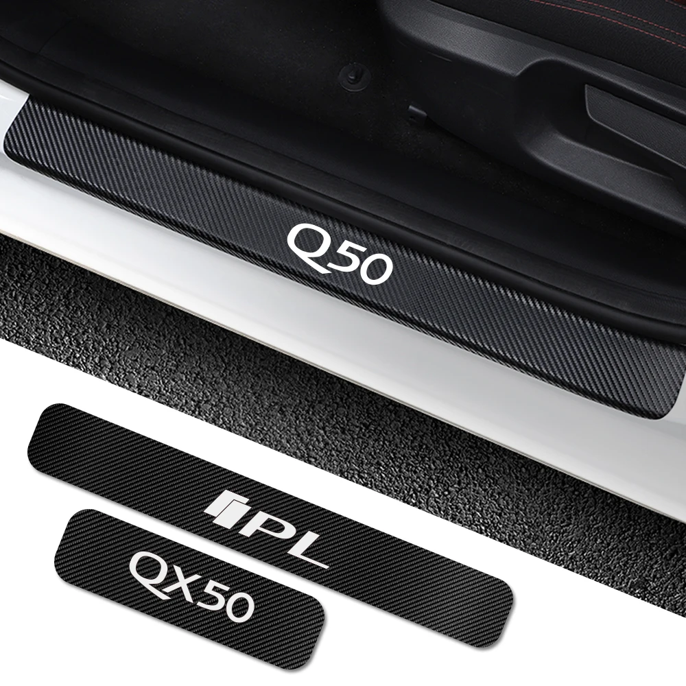 

4PCS Car Door Sill Scuff Plate Sticker For Infiniti Q50 Q30 Q60 Q70 IPL QX50 QX30 QX60 QX70 QX80 Carbon Car Tuning Accessories