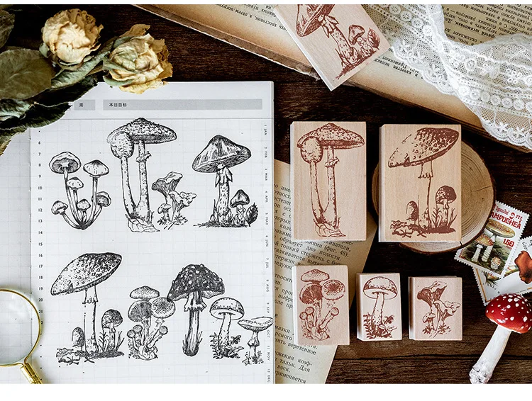 Милый гриб коллекция серии украшения штамп деревянные и резиновые штампы для скрапбукинга канцелярские принадлежности DIY ремесло