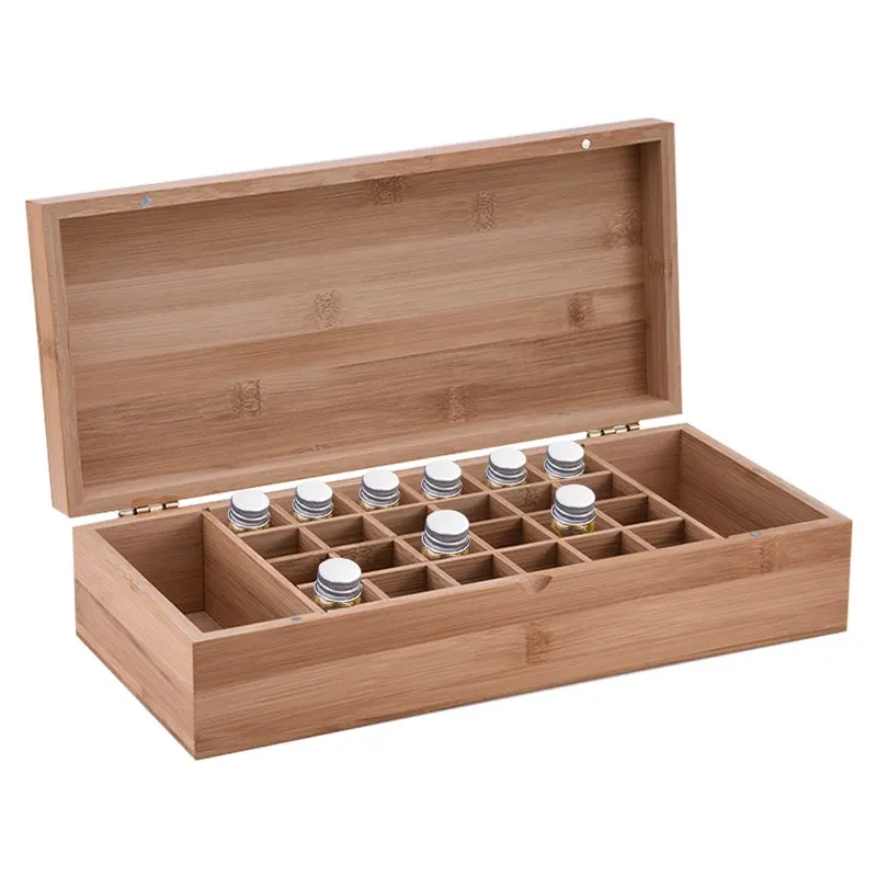 Бамбуковый ящик для хранения эфирных масел с 26 сетками Diy защитный деревянный чехол для хранения художественного декоративного орнамента