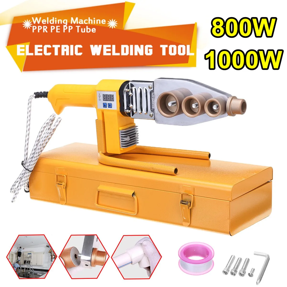  Electric Pipe Welding Machine Heating Tool Heads Set For PPR PB PE Plastic Tube PPR Welding Hot Mel