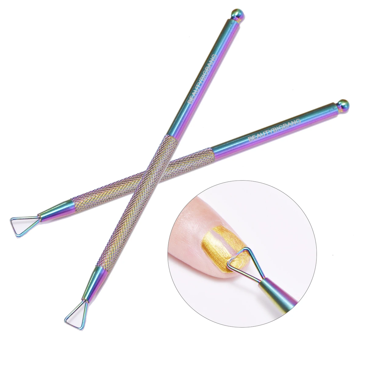 

Beautybigbang Stainless Steel Nail UV Gel Polish Remover Tools Triangle Stick Rod Pusher Cleaner Manicure Nail Art Accessories