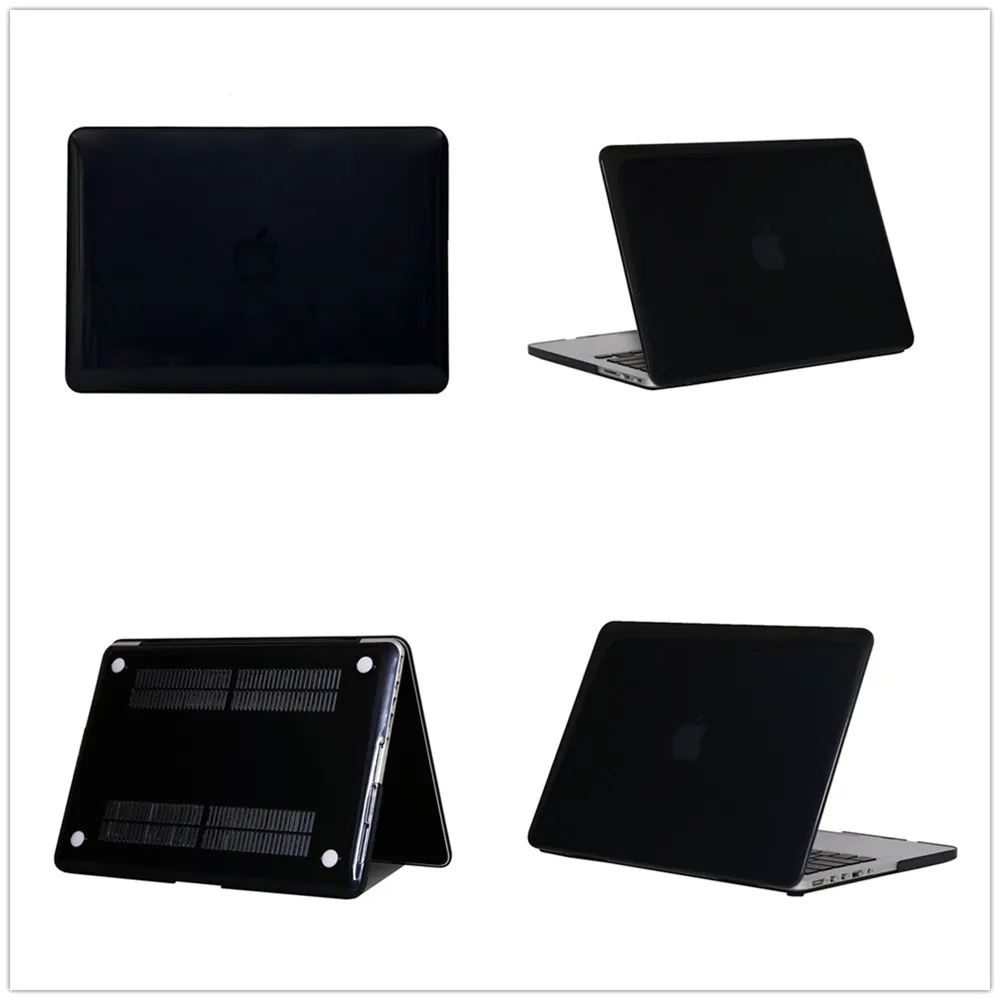 Black Прозрачный Кристальный кейс для ноутбука, лэптопа для Apple MacBook Pro Air retina 11 12 13 15 Mac Book 15,4 13,3 дюймов рукав+ крышка клавиатуры - Цвет: Black