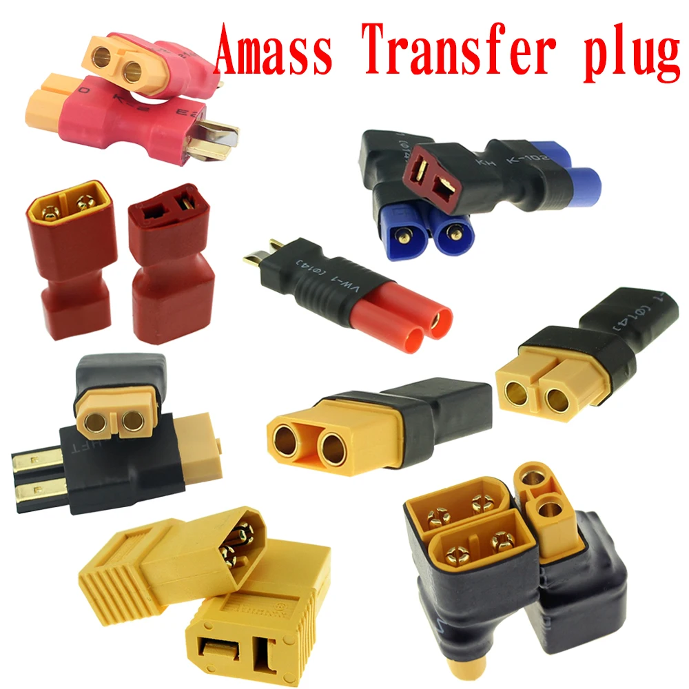 

5pcs /lotAmass Adapter XT60 to XT90 XT30 EC3 TRX T Deans Female Male Connectors Banana Plug RC Lipo Battery Control Parts DIY