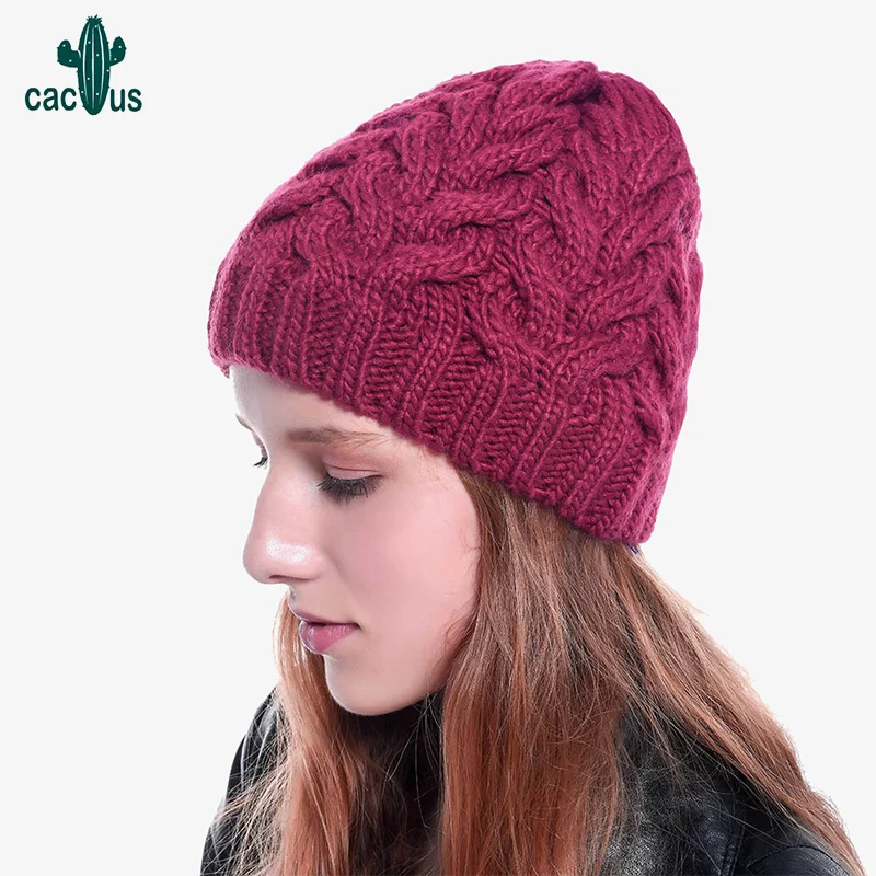 

Winter Hat for Women Solid Woolen Thickened Knit Hats Girls Woven Twist Beanies Warm Hat Soft Casual Fashion Leisure Cap Ski Hat