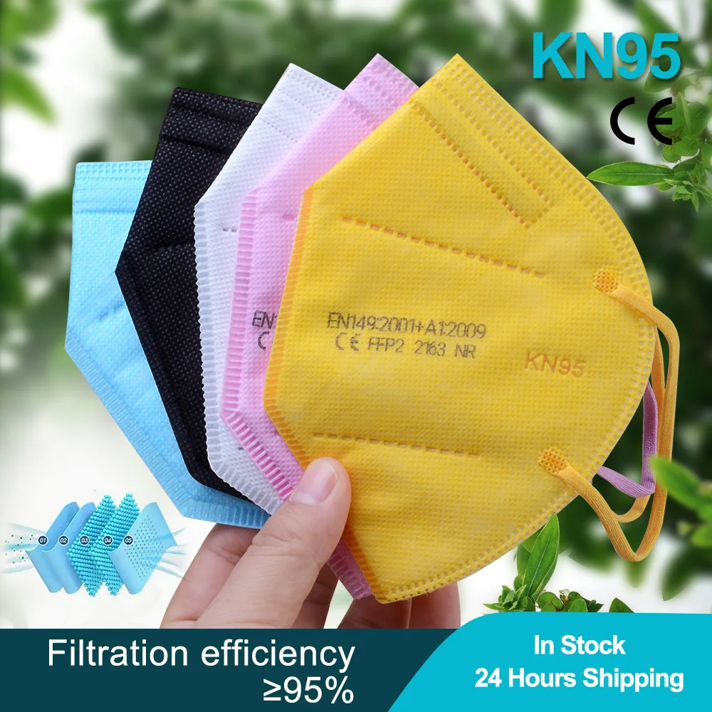 5-100pcs KN95 FFP2 Face Masks Filtering Facial Dustproof Nonwoven Disposable Protective Mouth Dust Mask Pink Mascarillas Masque afbeelding