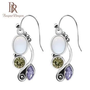 

Bague Ringen earrings for charm women with amethyst gemstone 2019 female fine silver jewelry wedding party gift wholesale
