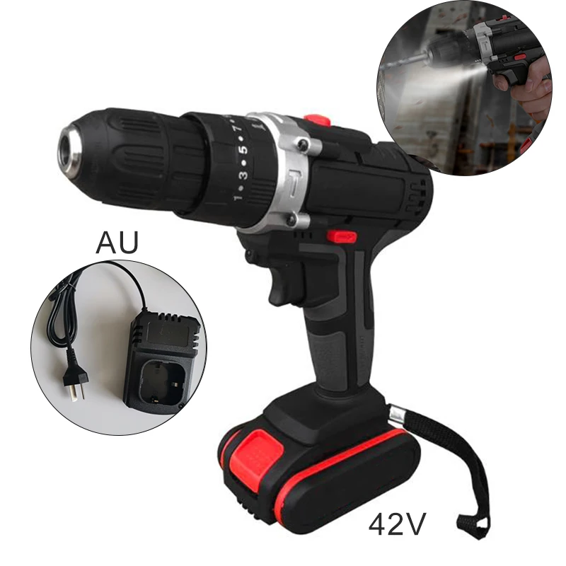 

48V 28Nm Electric Drill Cordless Rechargeable Power Tools with Lithium Battery 2-10mm Chuck 1450r / min