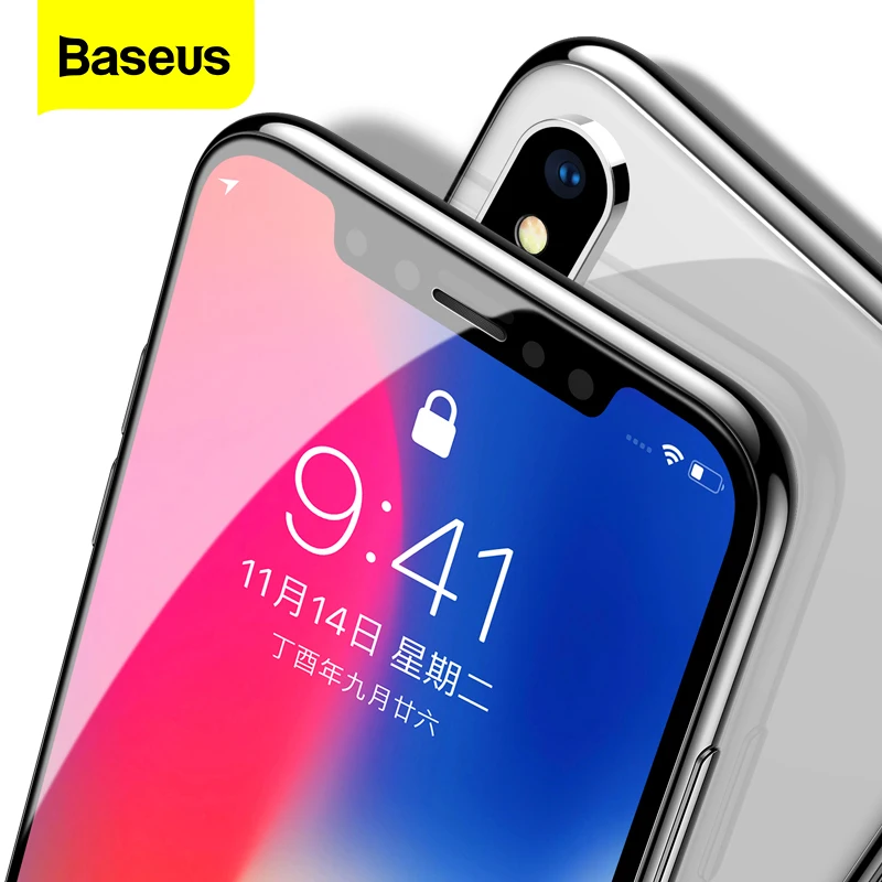 Baseus-Protector de pantalla de cristal templado para iPhone, Protector de pantalla de 0,3mm para iPhone 12 11 Pro Xs Max X Xr, 12 Pro Max