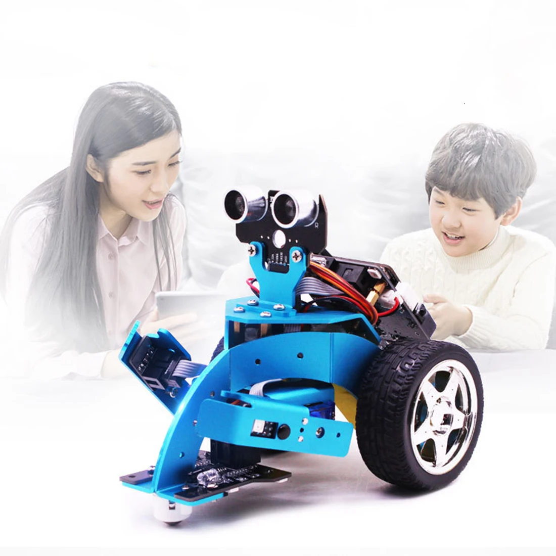 New Hot Toys Kit 3-In-1 Graphical Programmable Robot Car With Bluetooth IR Tracking Module Aluminum Alloy Steam Robot Car Toy