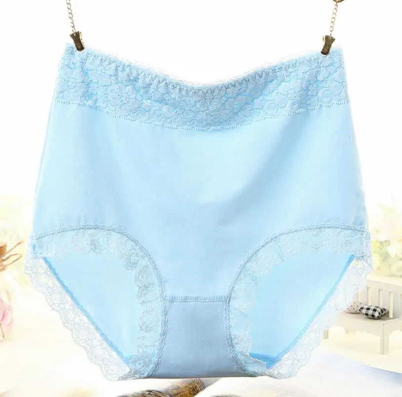 blue Качественное кружевное сексуальное повседневное нижнее белье для девочек с высокой талией удобные хлопковые трусики женские трусы ярких цветов L-XL-XXL - Цвет: blue