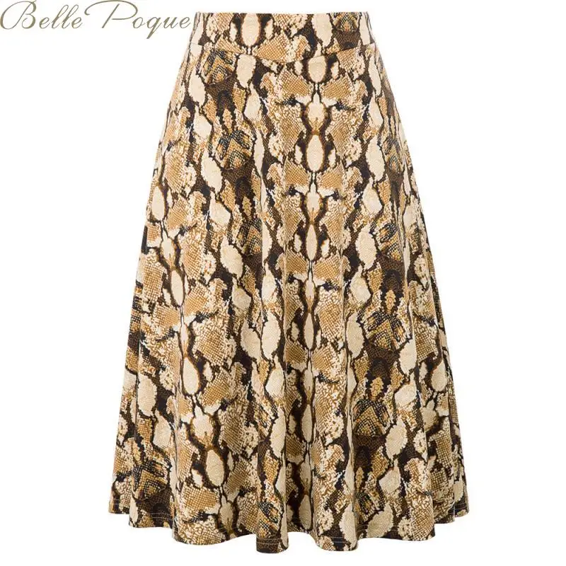 Belle Poque, леопардовая юбка с высокой талией и принтом, Женская стильная плиссированная юбка, змеиная Faldas Mujer, эластичные повседневные миди юбки, уличная одежда