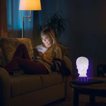 

1PC Skull 3D Night Light Colorful Night Lamp Decor Creative Skull Night Light 3D Skull Decorative Lamp Touch Remote Control Lamp
