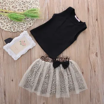 

Hot Kid Baby Girl Sleeveless Round Collar Top+Lace Dress 2Pcs Suit Outfit set U