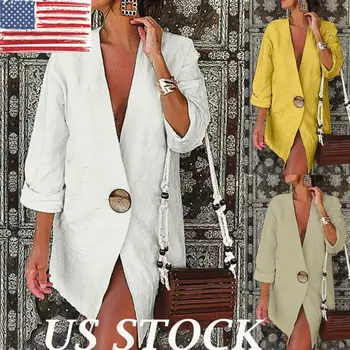 

WFashion Women OL Long Sleeve Slim Fit Casual Formal Business Suit Outwear Female Autumn Winter Solid Color Warm Long Blazer