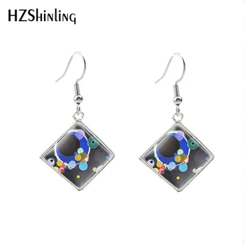 

2020 New Kandinsky Circles Hook Earring Circle Oil Art Rhombic Earring Glass Photo Earrings Handmade Jewelry Gifts Girl
