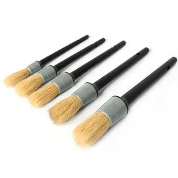 

5 Pcs Car Detailing Fine Brush Set Automotive for Cleaning Wheels Interior Exterior Leather Air Vents Emblems Outlet