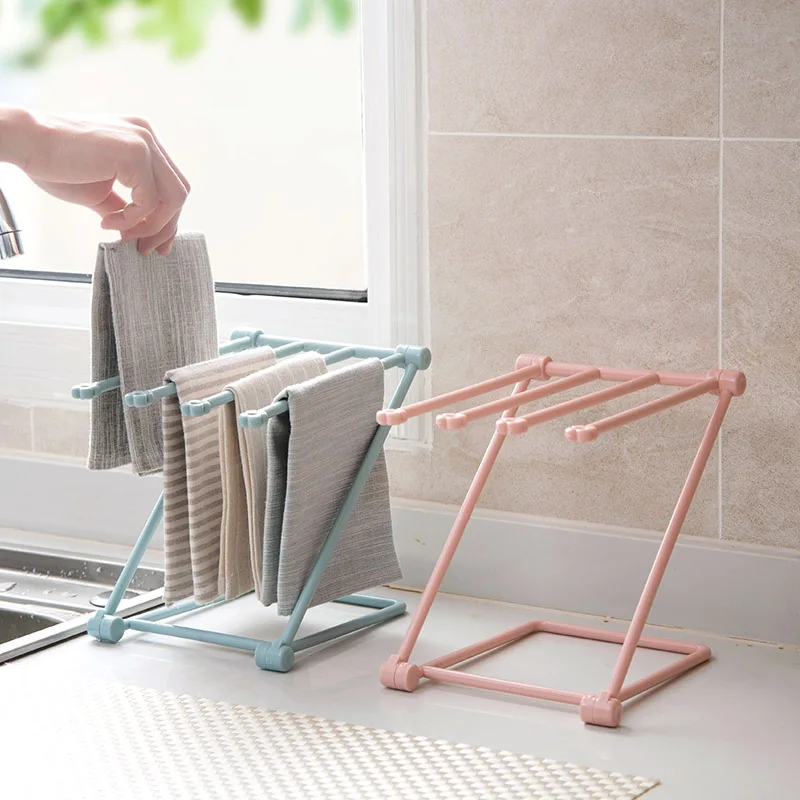 

Plastic Towel Storage Rack Kitchen Dishcloth Organizer Foldable Washing Cloth Holder Cup Glass Draining Shelf