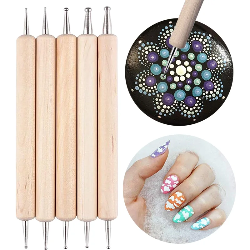 5 шт./компл. инструменты для точечного маникюра ручка акриловая деревянная Стразы