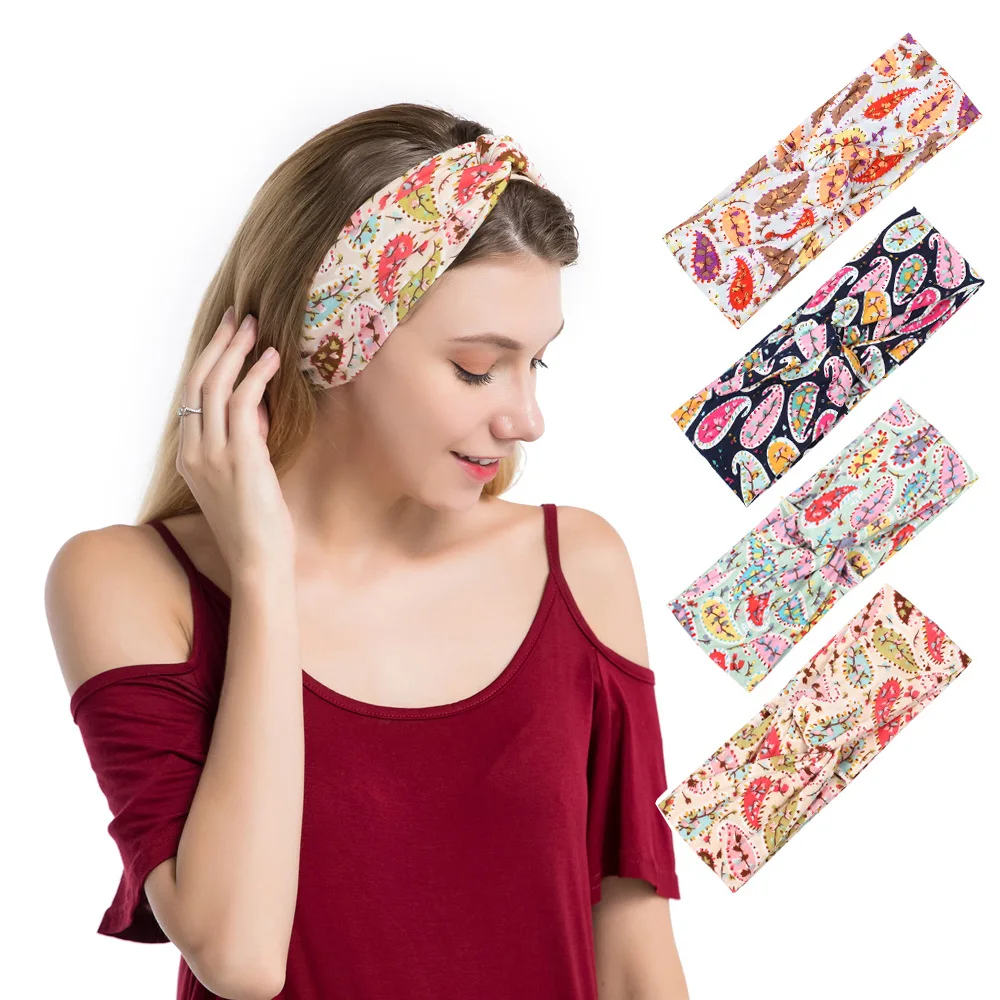 

2019 Ladies Twist Knot Pattern Headband Elastic Head Wrap Turban Hair Band Flower Hair Accessories For Women Girls Head Wear