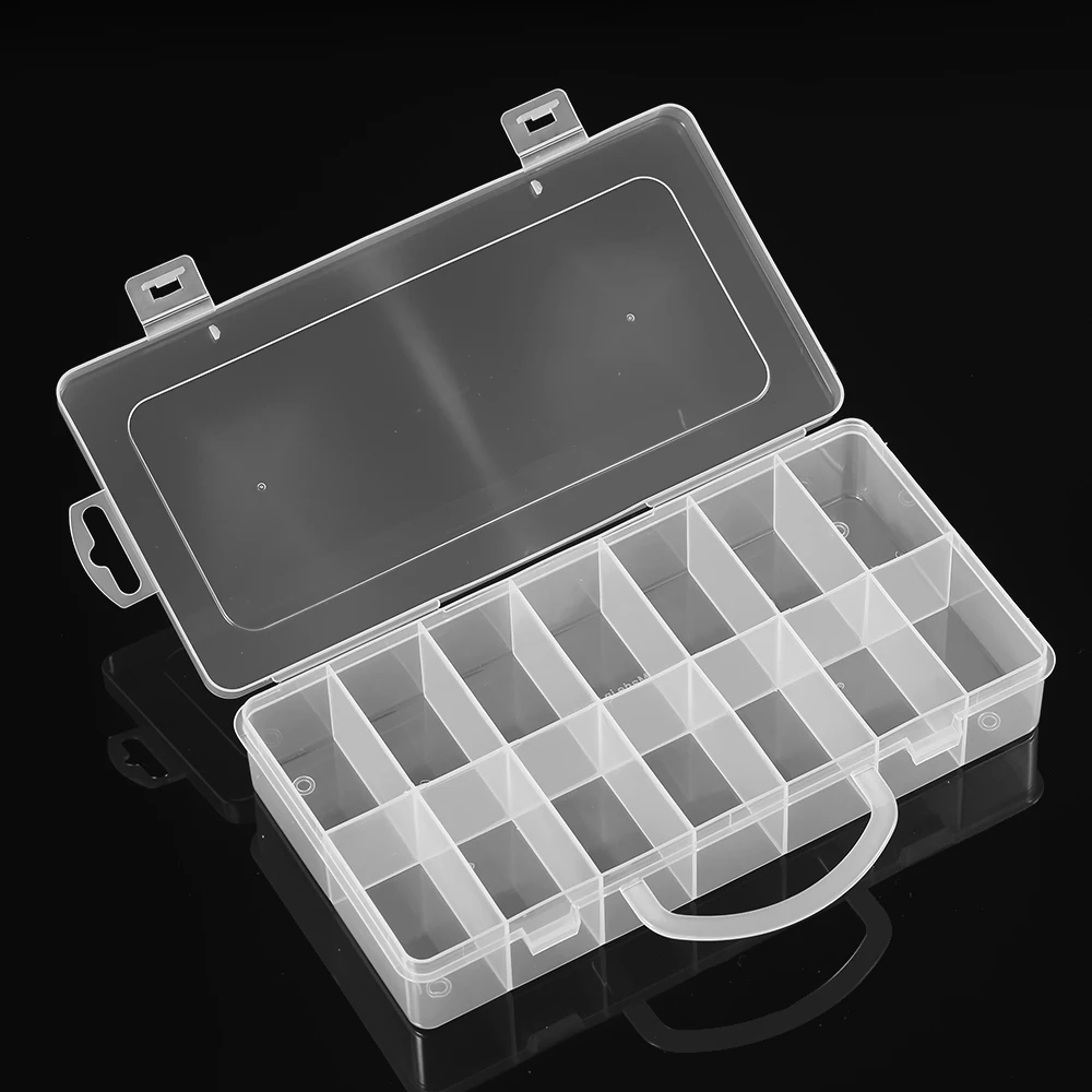 

Transparent Storage Box Plastic 14 Grids Handle Box Baits Jewelry Needle and Thread Storage Organizer for Display Collection