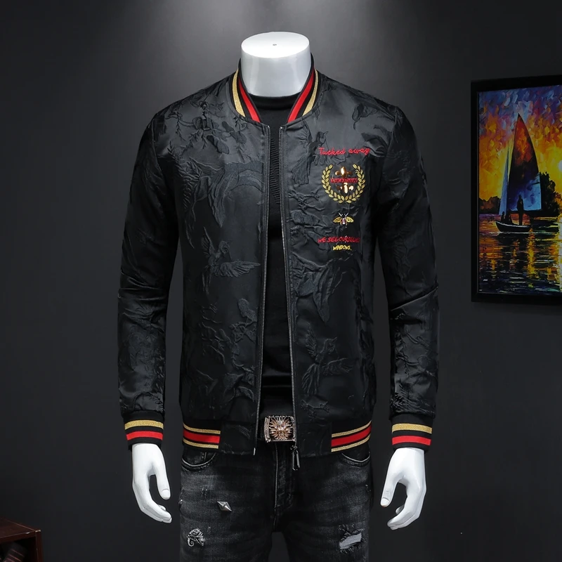 

Male qiu dong's personality and fashionable leisure embroidery printing jacket men suit male article number 19331 P185