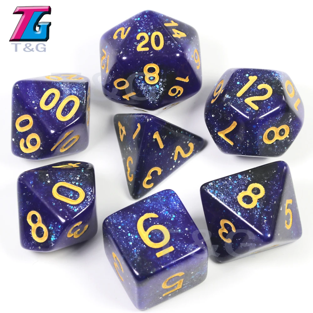New Game Accessories Galaxy Green Black Glitter Dice Set Role Playing Games DnD RPG Party|Кубики| |