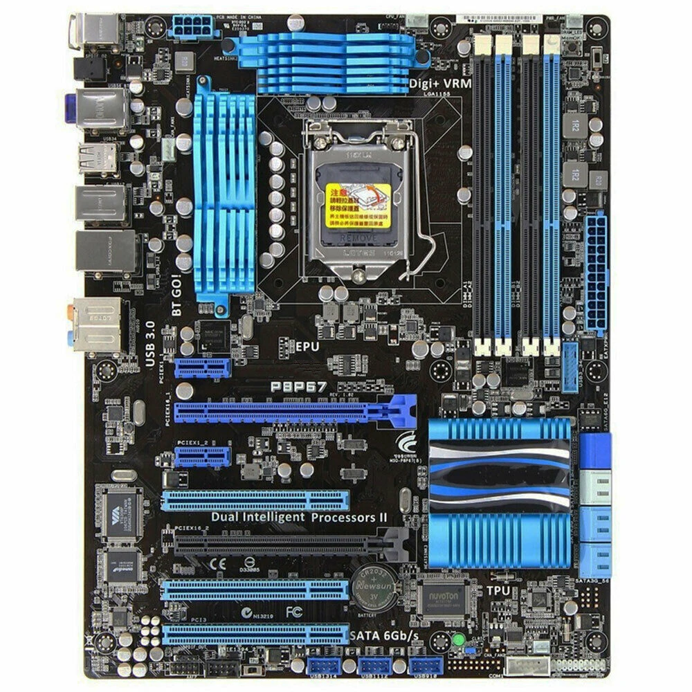 

For ASUS P8P67 Motherboard 32nm Socket LGA 1155 ATX DDR3 USB3.0 32GB Desktop Motherboard used 100% sound test