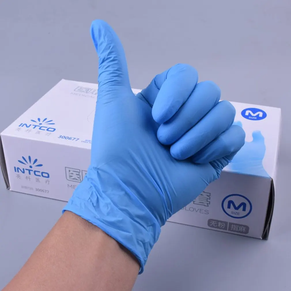 

Blue Vinyl Gloves 100 / Box Disposable Powder-free Industrial Food Safety 3mm Translucent Pvc Gloves Nitrile Gloves