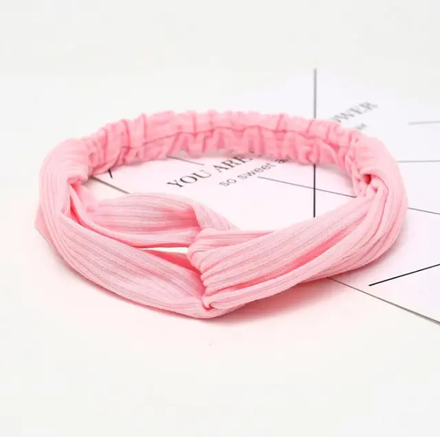 2021 Women Solid Headband Turban Elastic Headwear Head Wrap Women Hair Accessories for Women Striped Hair Bands pink2