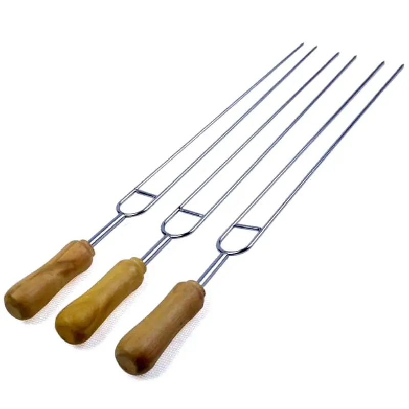 6pcs Stainless Steel U-Shaped Barbecue Brazing Fork Needle Grilling Skewers Double Prong BBQ Tools 32cm/12.60in BBQ Forks