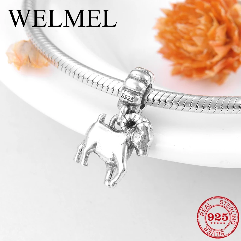 

Authentic 925 Sterling Silver 12 Chinese Zodiac sheep metal pendants Beads Fit Original Pandora Charm Bracelet Jewelry making
