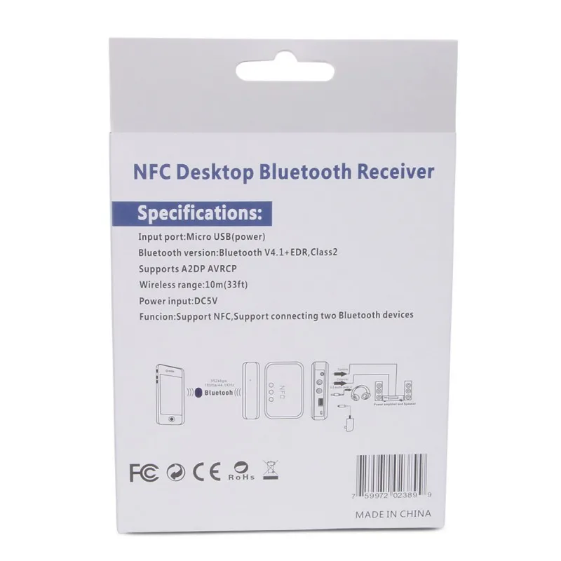 Белый и черный bluetooth-приемник с поддержкой NFC bluetooth-адаптер беспроводной HD аудио музыкальный стерео приемник передатчик