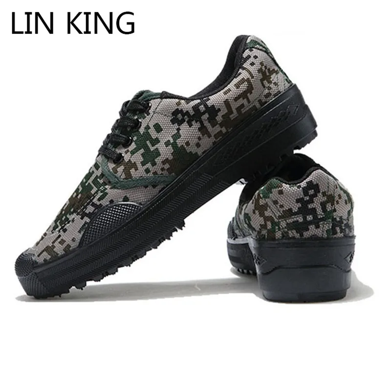 

LIN KING Fashion Camouflage Men Lace Up Sneakers Breathable Non Slip Outdoor Work Shoes Unisex Students Military Trainers Shoes