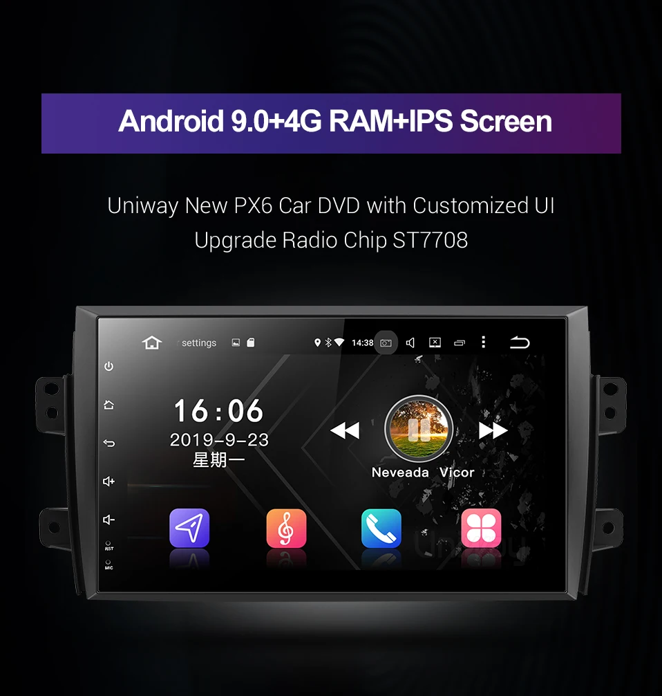 Uniway PX6 Android 9.0car dvd для Suzuki SX4 2006 2007 2008 2009 2010 2011 2012 2013 автомобиль радио gps навигации автомобиля радио плеер