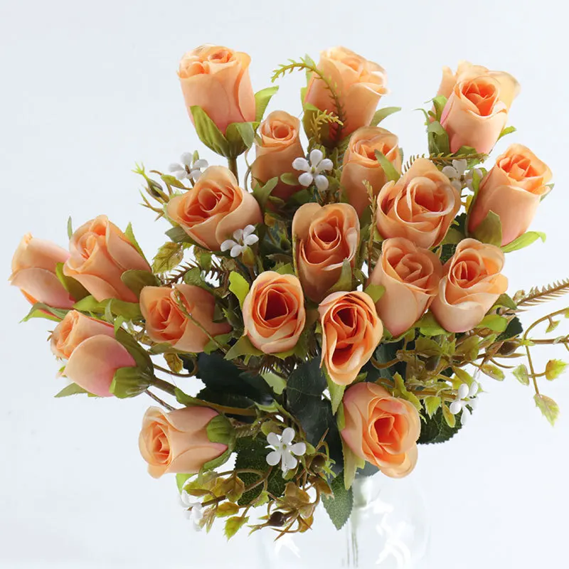 

Romantic Rose Roll Wedding Home Decoration Fake Flower Bouquet Holding Flower Arrangement Flower Simulation Rose QW32