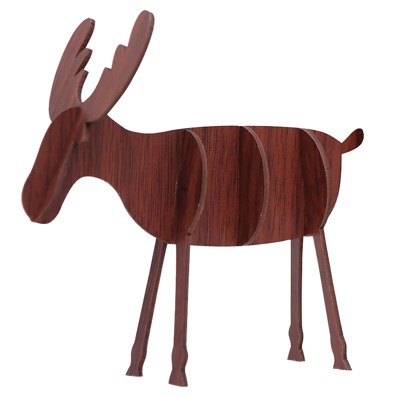 Christmas Wooden Reindeer Xmas Tree Elk Splice Ornament for Christmas Home Decoration New Year Kids Favor Supplies - Цвет: S08