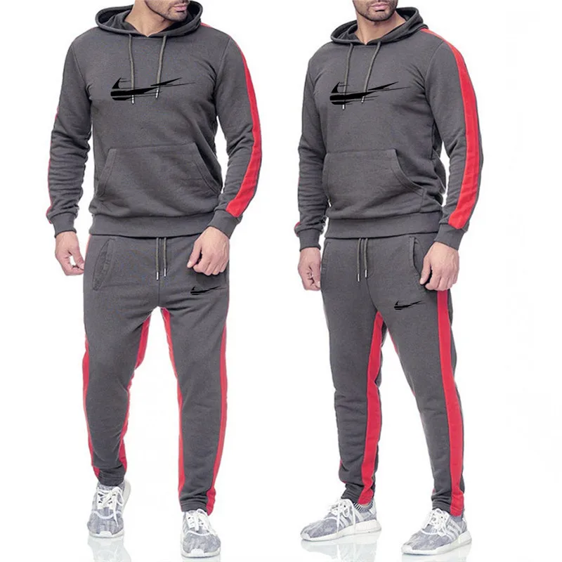 16 Men's sportswear new men's casual wear thickening printing suit men's hooded sweater Wei pants sports suit - Цвет: 16